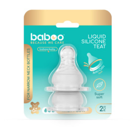 BABOO Kitsa kaelaga lutipudeli silikoonlutid kiire vooluga 6+ kuud, 2 tk