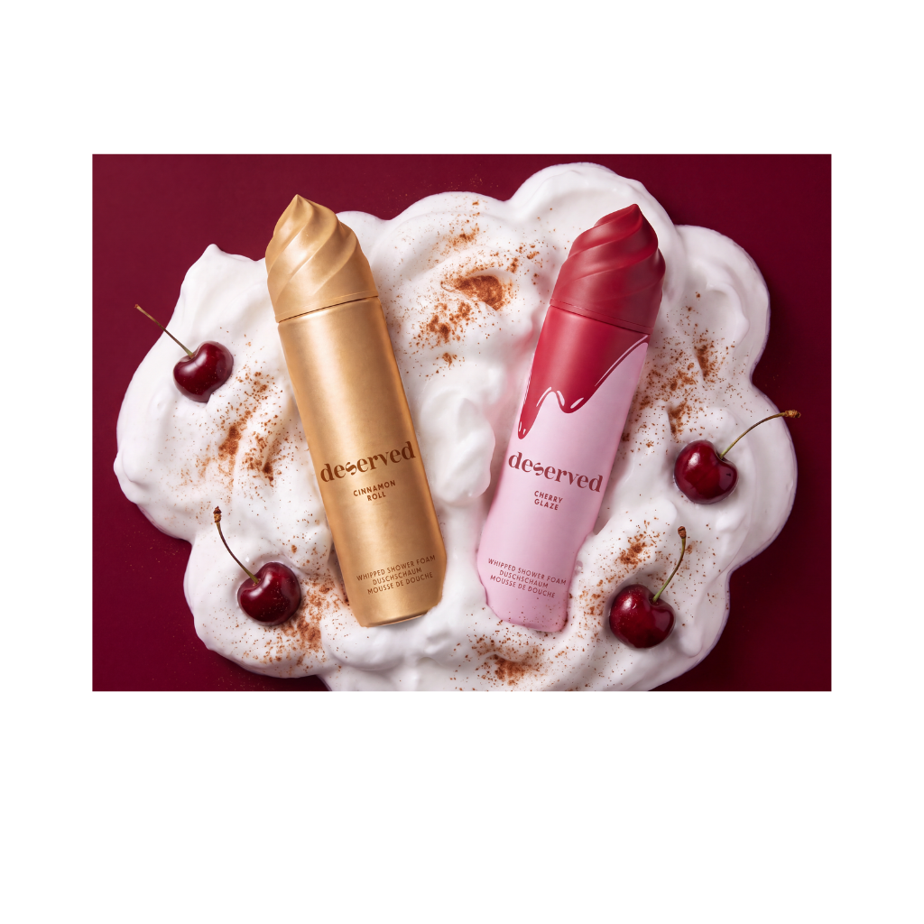 DESERVED Õhuliste dušivahtude jõulukomplekt Cherry Glaze & Cinnamon Roll, 2 × 250 ml - Pilt 5