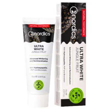NORDICS ULTRA WHITE Jungle Fruit remineraliseeriv ja valgendav fluoriidivaba hambapasta, 75ml
