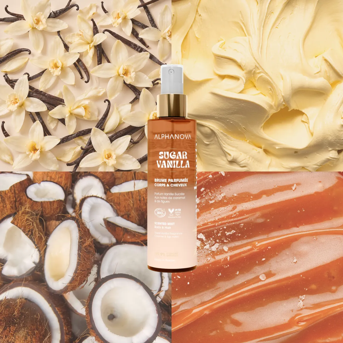 ALPHANOVA Sugar Vanilla orgaaniline lõhnasprei kehale ja juustele, 100ml - Pilt 4