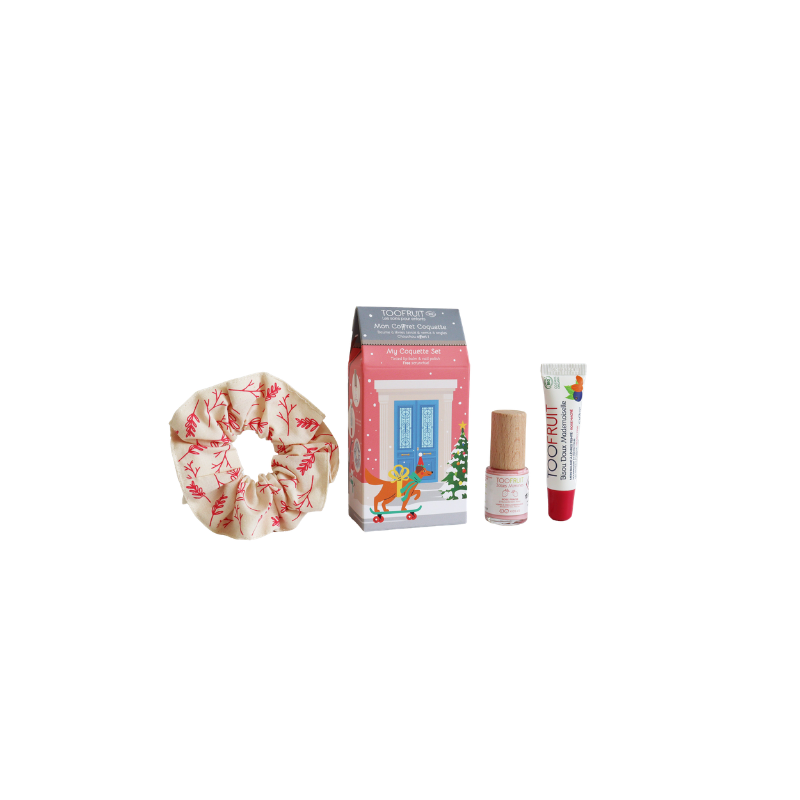 TOOFRUIT Mon Coffret Coquette ilukomplekt lastele – tooniv huulepalsam ja roosa küünelakk